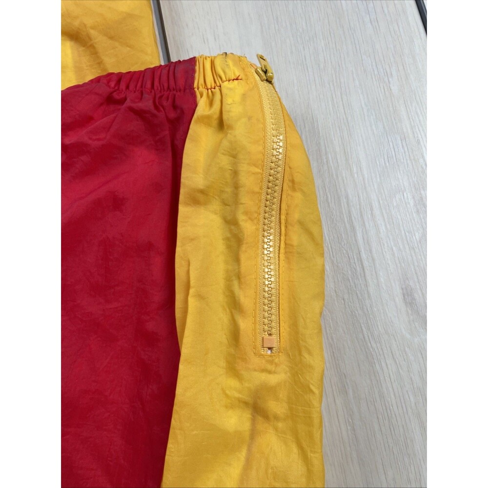 Vintage Logo 7 Track Pants Mens XL Maroon Yellow Nylon Retro Windbreaker 90s Run - Picture 3 of 9
